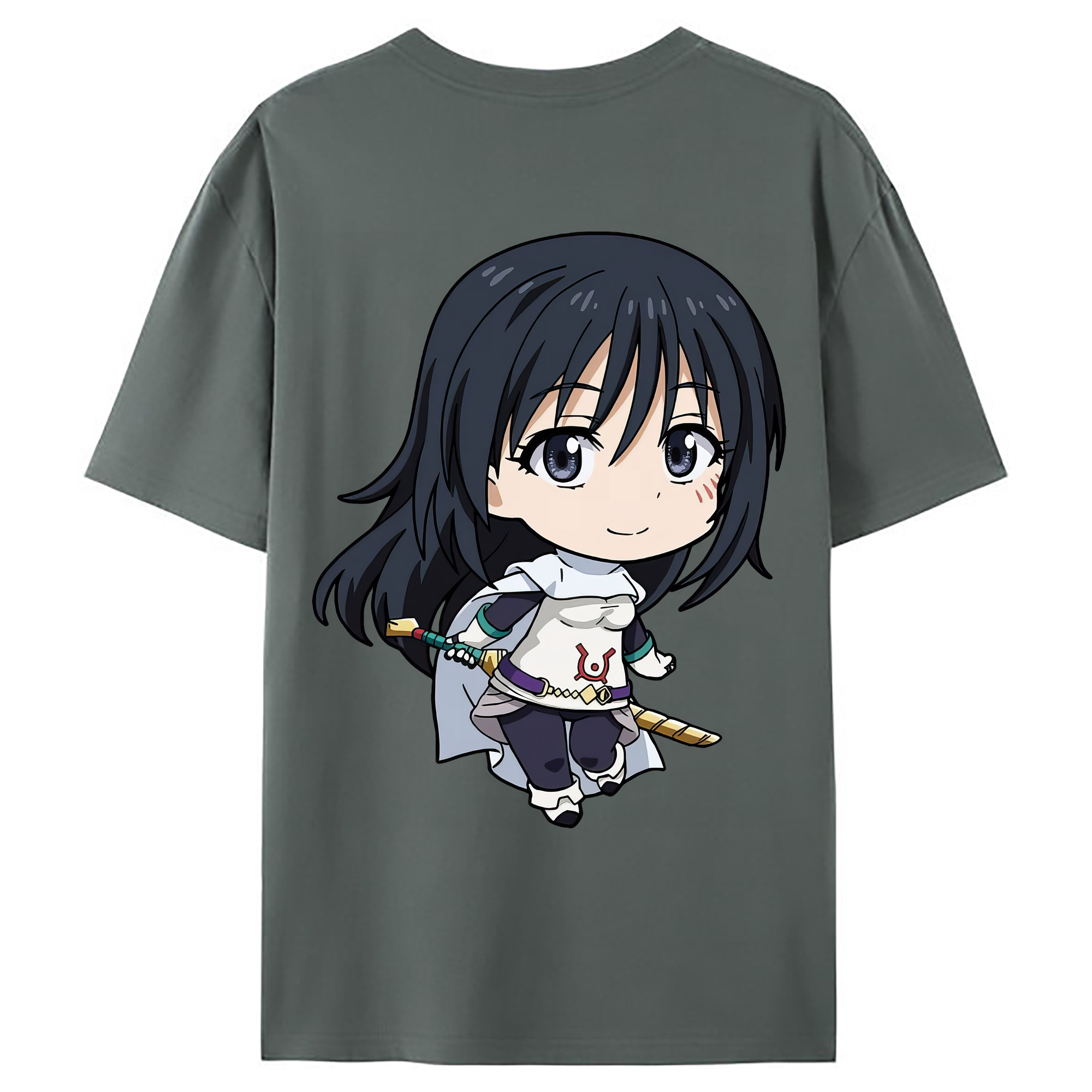 （画像用） 転スラ Regarding Reincarnated to Slime 綿100％ メンズ半袖Tシャツ（バックプリント） 通気性
